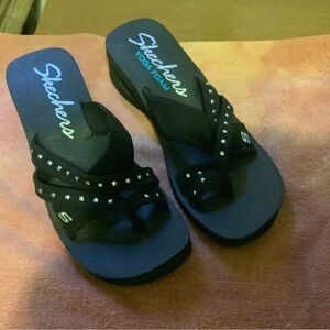 Skechers Black Rhinestone Flip Flops